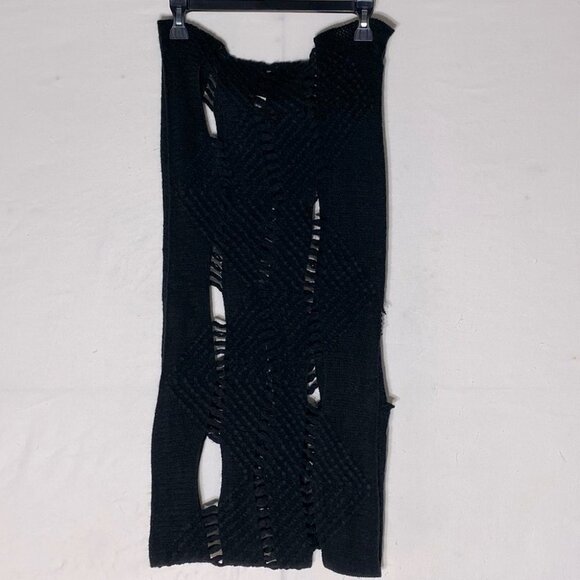 5/$25 Black Shredded Knit Infinity Scarf - Picture 3 of 8